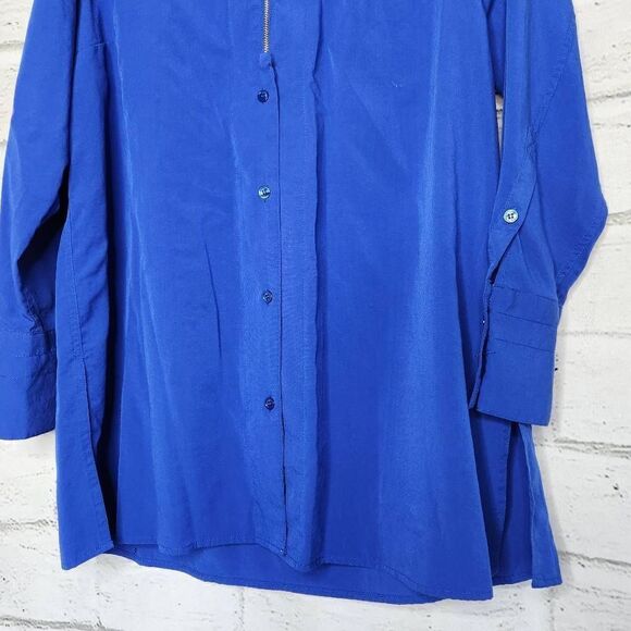 Soft Surroundings Loretta Shirt Solid Blue Button Zip Tunic Women's Large - Picture 6 of 11